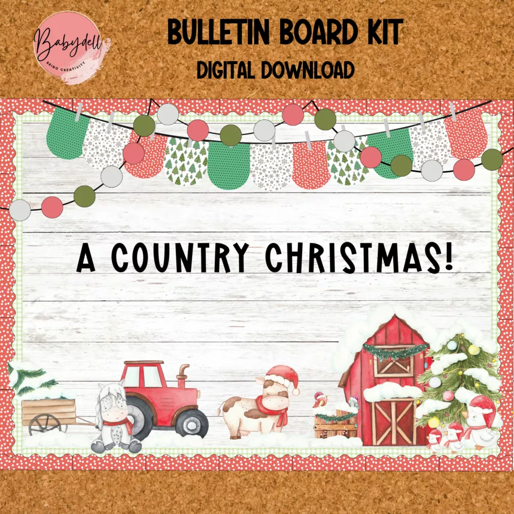 Christmas-themed farm bulletin board for classroom decoration