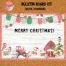 Colorful Christmas-themed bulletin board for classroom winter decor featuring a festive farm scene.