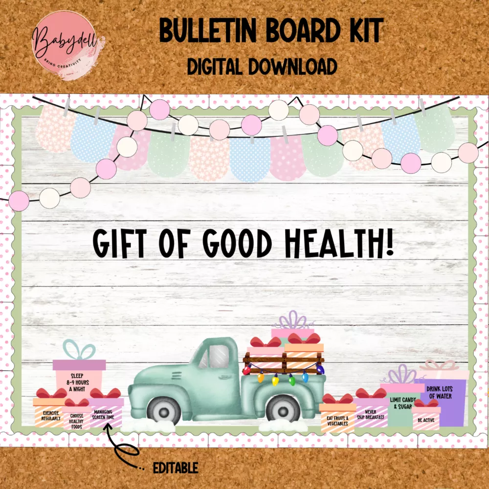 Gift Christmas Healthy Habits Bulletin Board Kit – Nurse Office & Classroom Decor