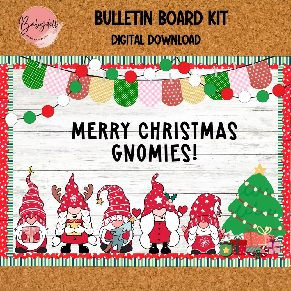 Gnomies Welcoming the Holidays Christmas Bulletin Board Kit – Festive Classroom Decor