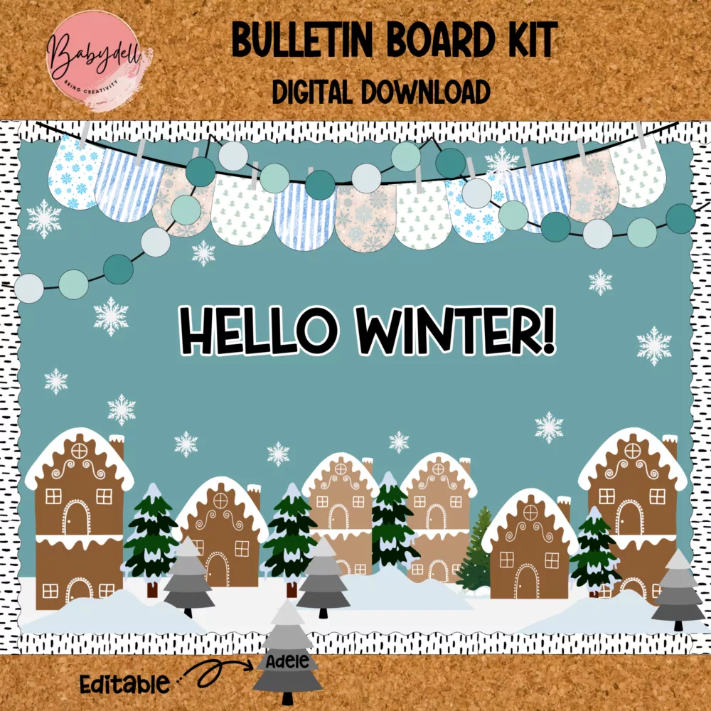 Winter Wonderland Snowman Bulletin Board Classroom Decor – Printable Download