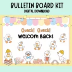 Editable back to school decor kit featuring cute duck and goose designs.
