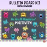 Colorful bulletin board kit featuring cute monster designs promoting growth mindset.