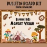 Editable dinosaur-themed bulletin board kit for a back-to-school theme.