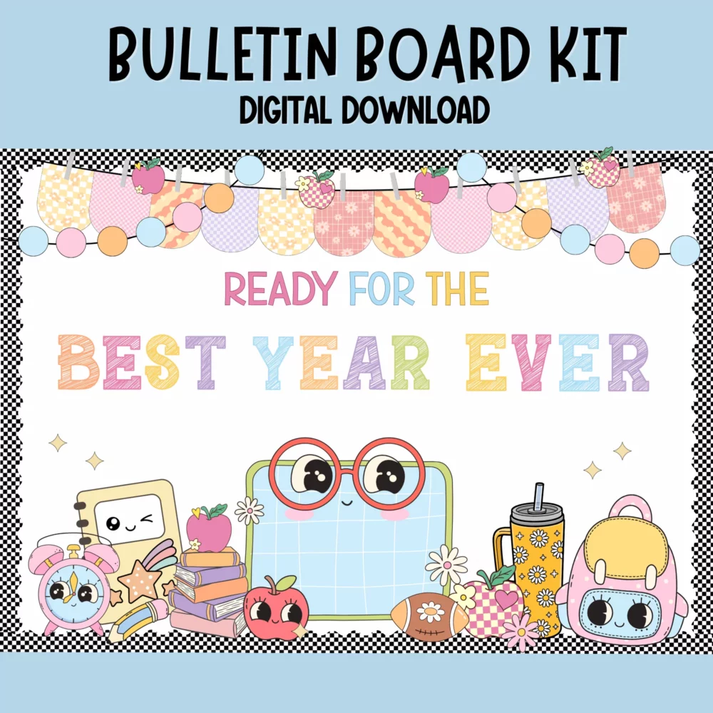 Editable Groovy Retro Bulletin Board Kit | Pastel Classroom & Door Decor