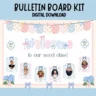 Editable Grandmillennial bulletin board kit in pastel floral design for back-to-school decor.
