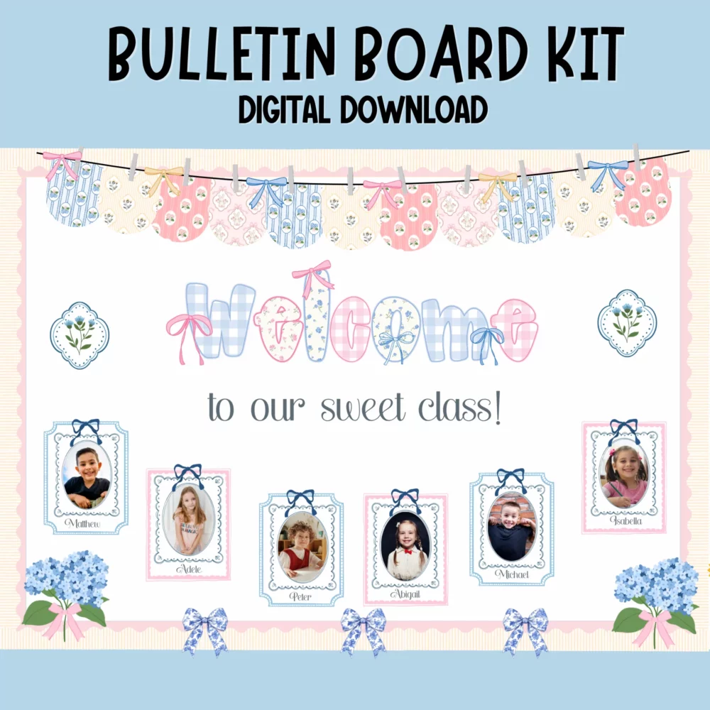 Editable Grandmillennial Bulletin Board Kit | Pastel Floral Back to School Decor