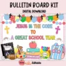 "Editable Christian bulletin board decor with the phrase 'Jesus is the Core' designed for back to school"