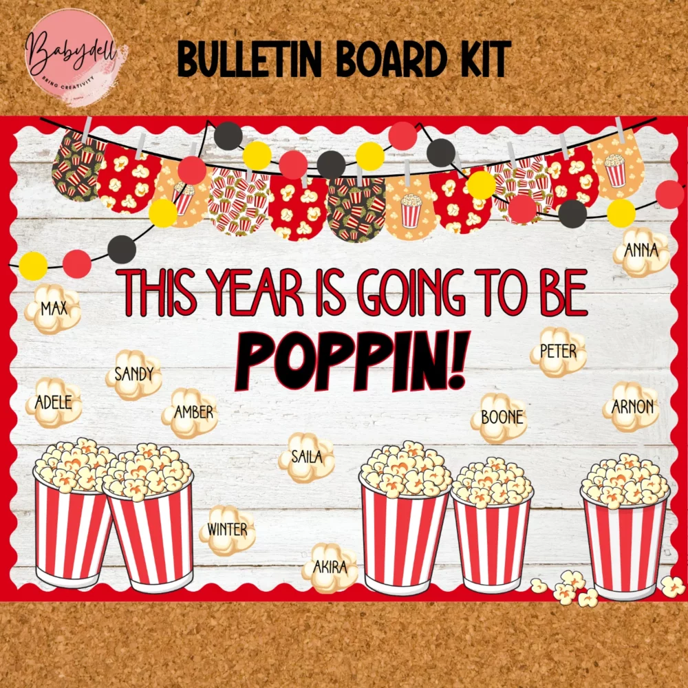 Popcorn Bulletin Board Kit, Popping Into a New Year, Editable Back to School Classroom Decor, Welcome Door Display Printable, Teacher Gift
