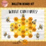 Cheerful bee-themed bulletin board kit for classrooms, featuring editable templates and lively colors.