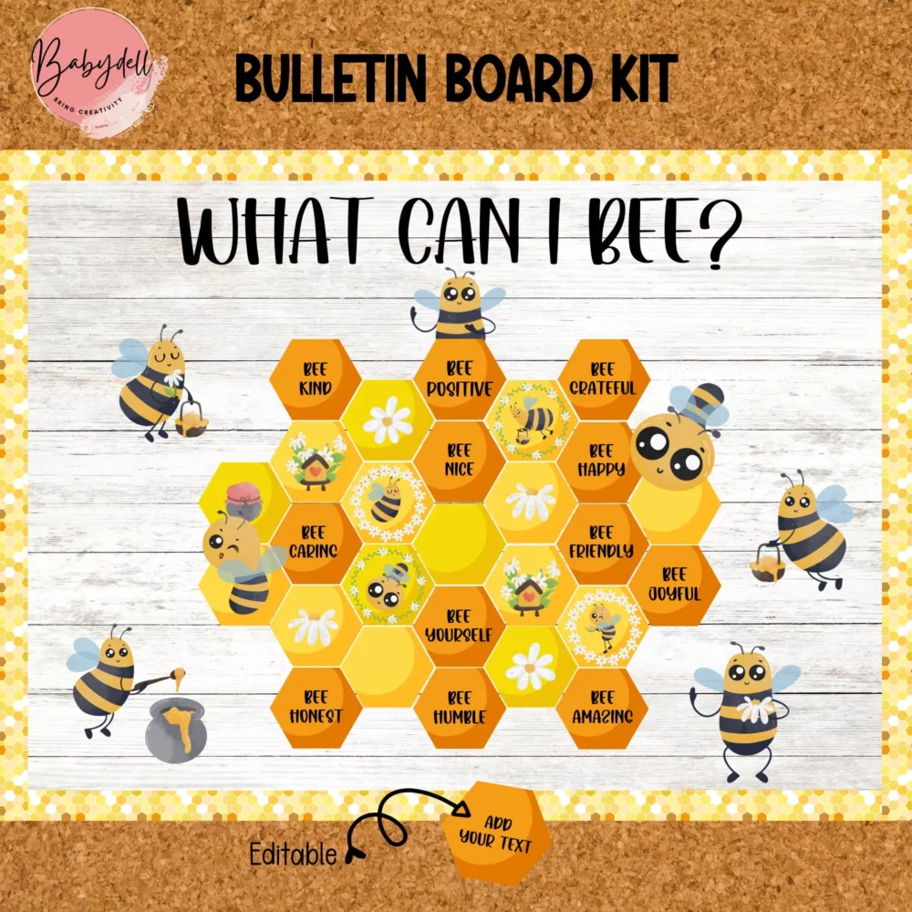 Editable Bee Bulletin Board Kit for Back to School Classroom