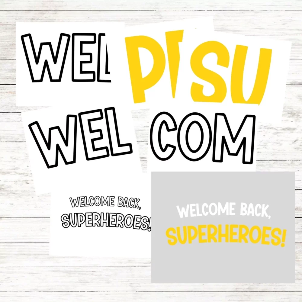 Colorful superhero-themed bulletin board kit for classroom decoration