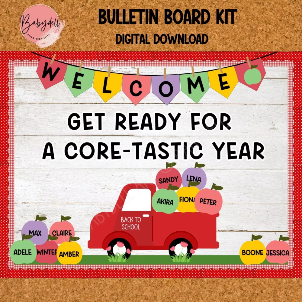 Apple Bulletin Board Kit & Door Decor | Editable Back to School Theme