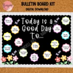 "Editable motivational bulletin board kit for classroom decor featuring colorful designs and encouraging messages."