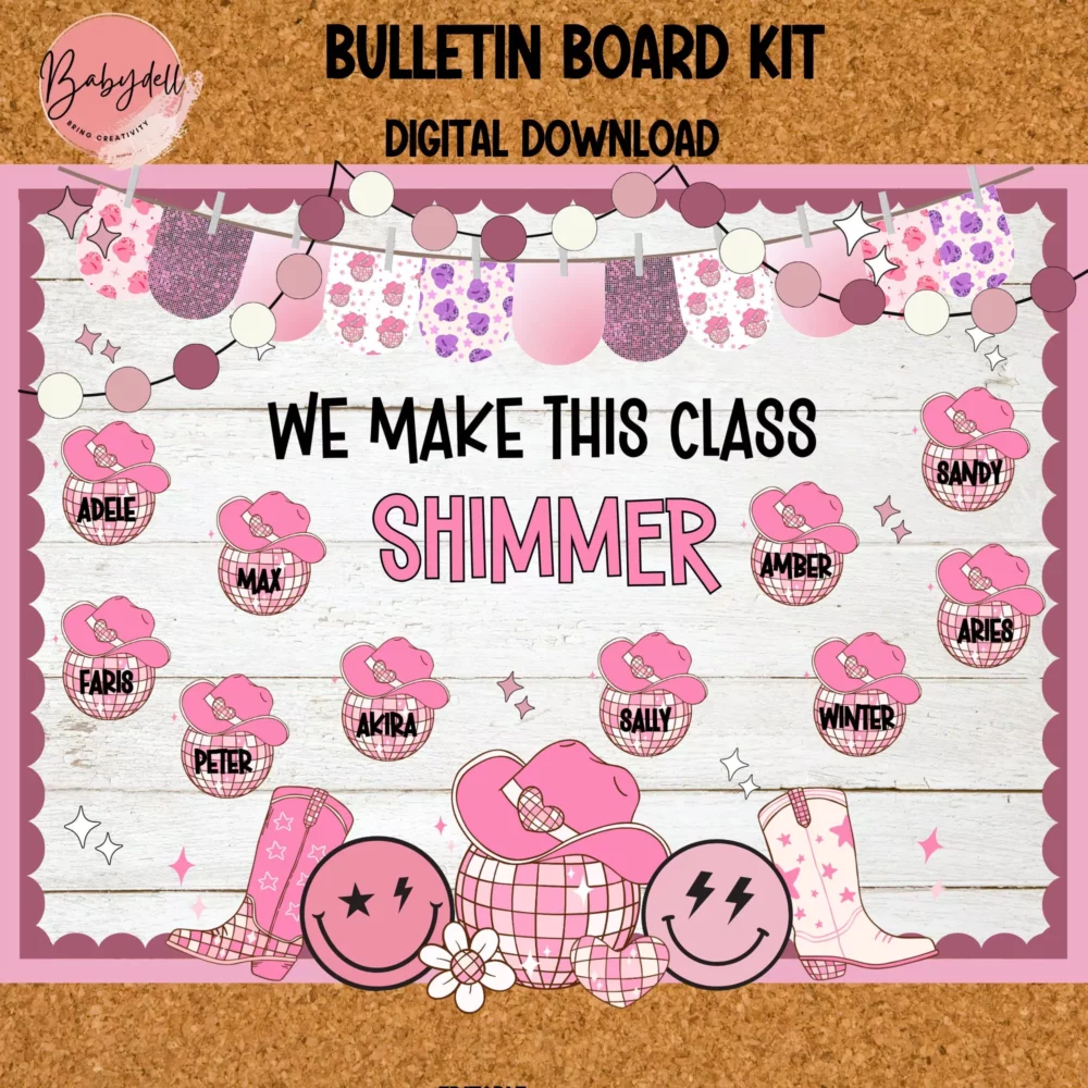 Groovy 70s Classroom Bulletin Board Kit | Editable Retro Door Decor