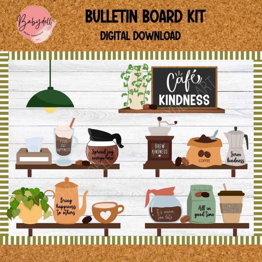 Editable Coffee Shop Bulletin Board – Kindness Classroom Decor