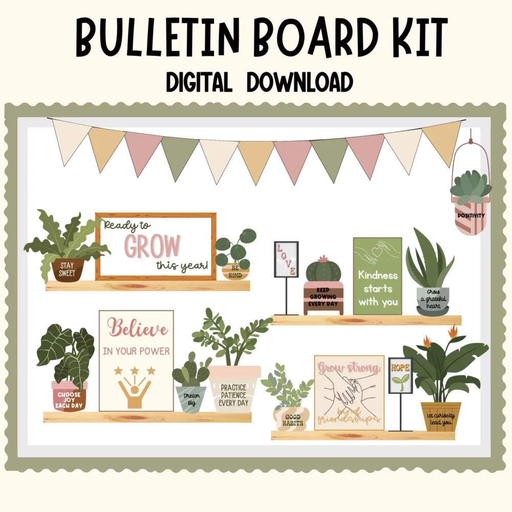 Boho Plant Bulletin Board Kit – Watch Us Grow Classroom Decor