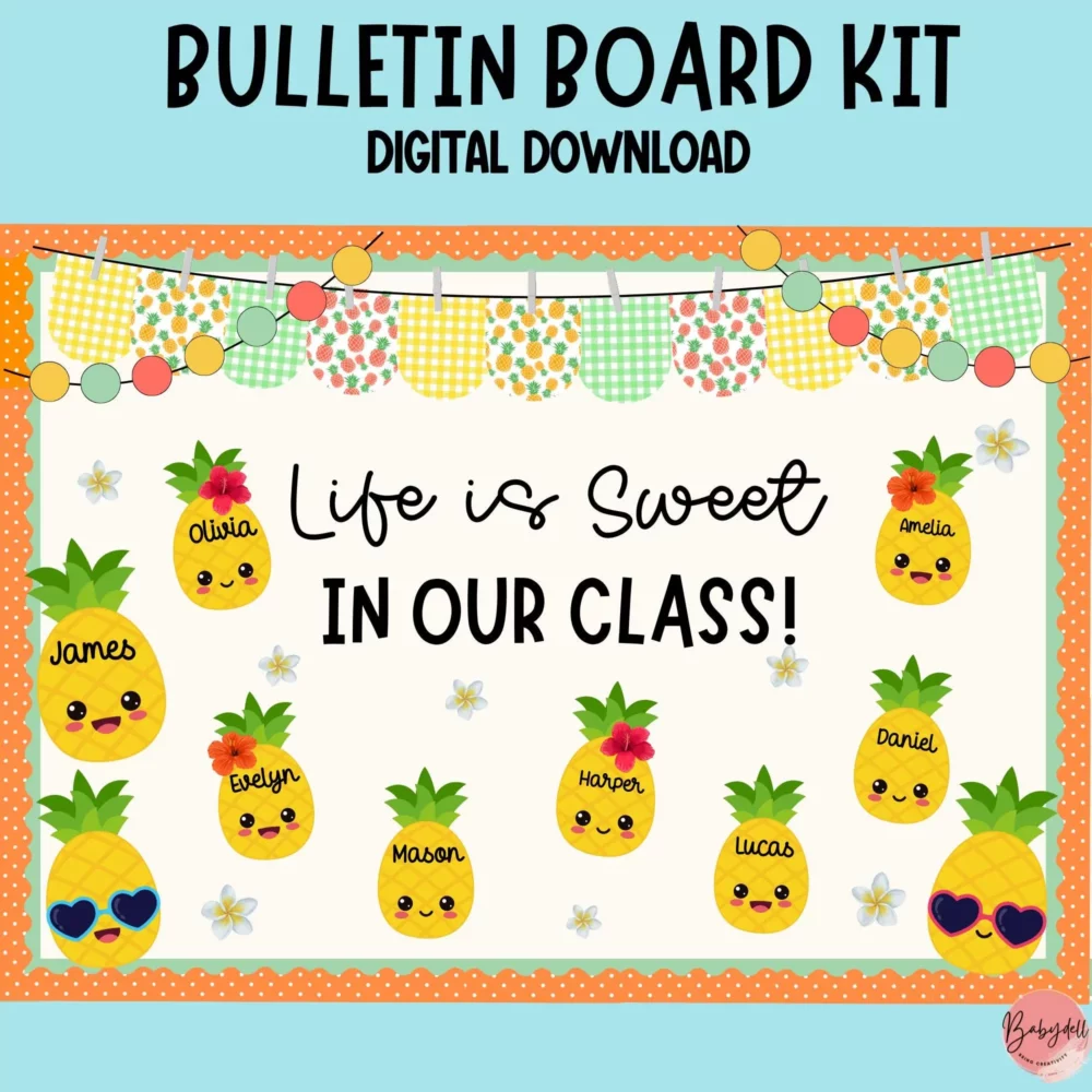 Editable Pineapple Bulletin Board Kit for Sweet Classroom Decor
