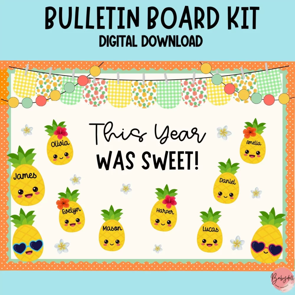Colorful pineapple-themed bulletin board kit for classroom decoration
