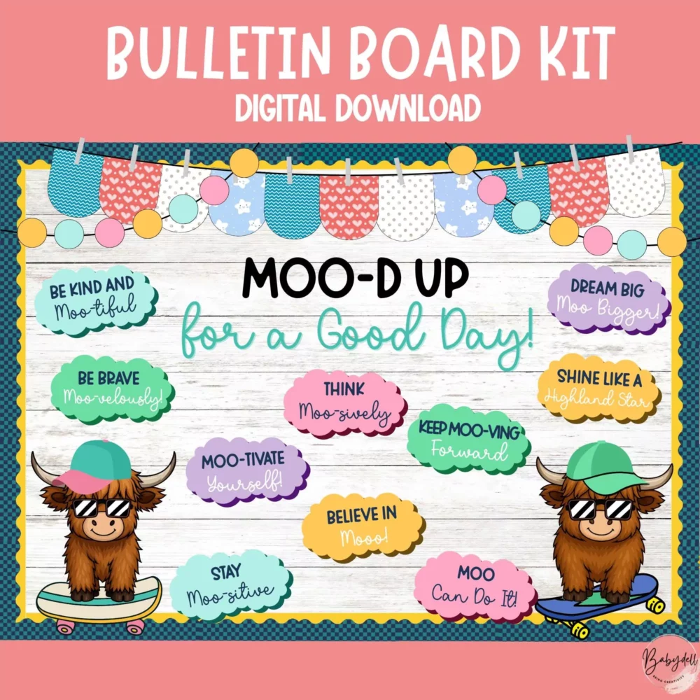 Editable Highland Cow Bulletin Board | Farmhouse Classroom Decor Kit