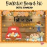 A Christian fall bulletin board kit featuring a red truck with pumpkins and a Bible verse.
