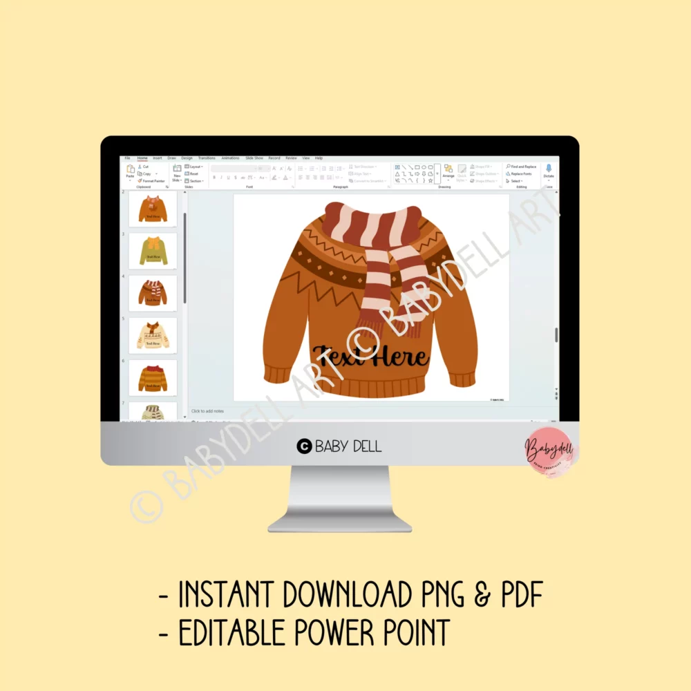 Editable fall-themed bulletin board kit featuring cozy sweater graphics for classroom decor.