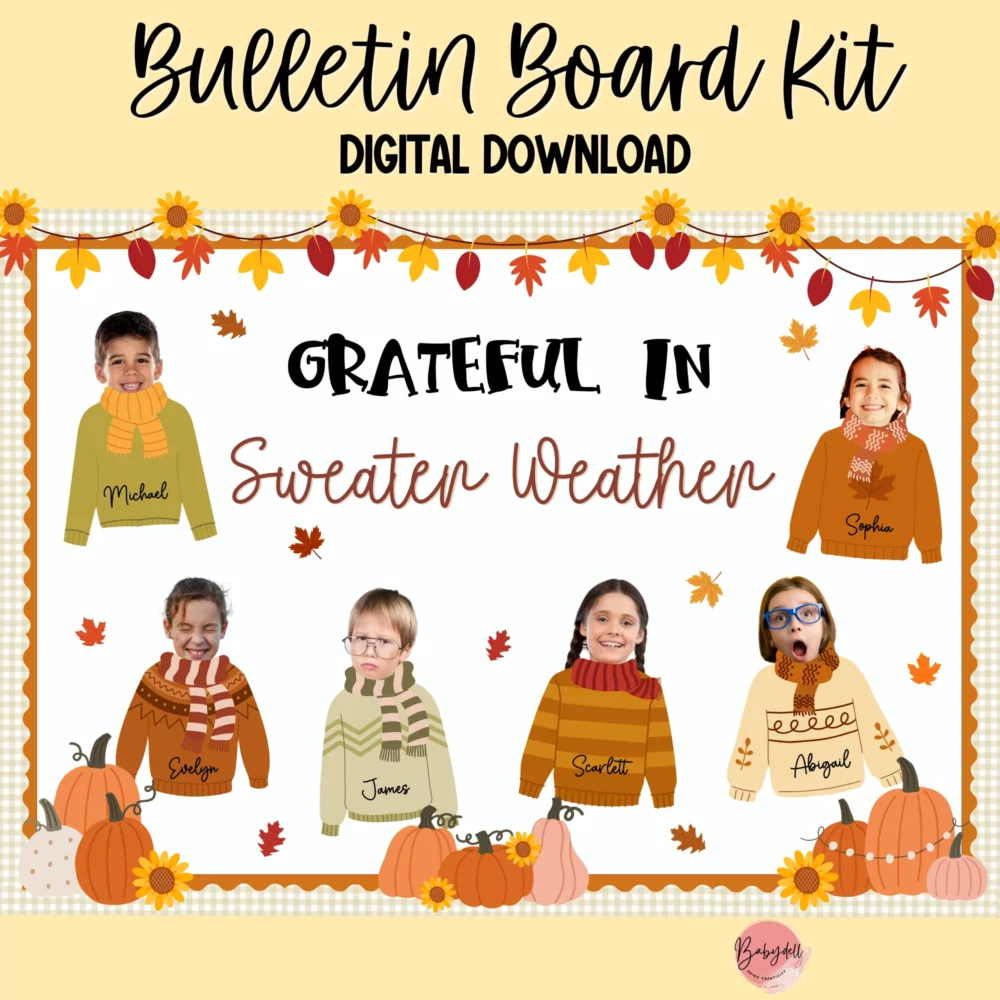 Cozy Sweater Weather Bulletin Board Kit | Editable Fall Classroom Decor - Image 2