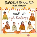 Editable Cozy Sweater Weather Bulletin Board Kit designed for autumn classroom decoration.