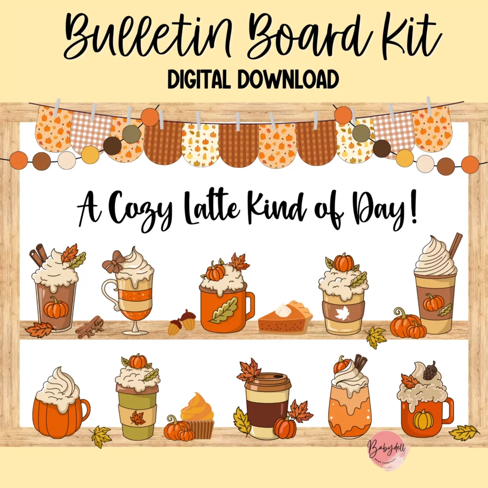 Cup of Kindness Bulletin Board Kit | Cozy Fall Decor for Staff Lounge & Teacher Morale - Image 4