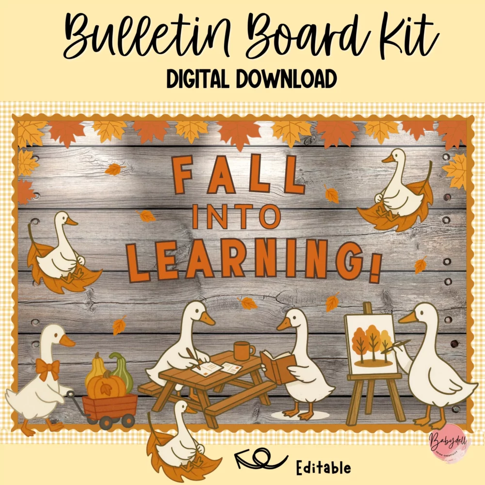 Editable Goose Fall Bulletin Board Kit | Cozy Autumn Classroom & Door Decor