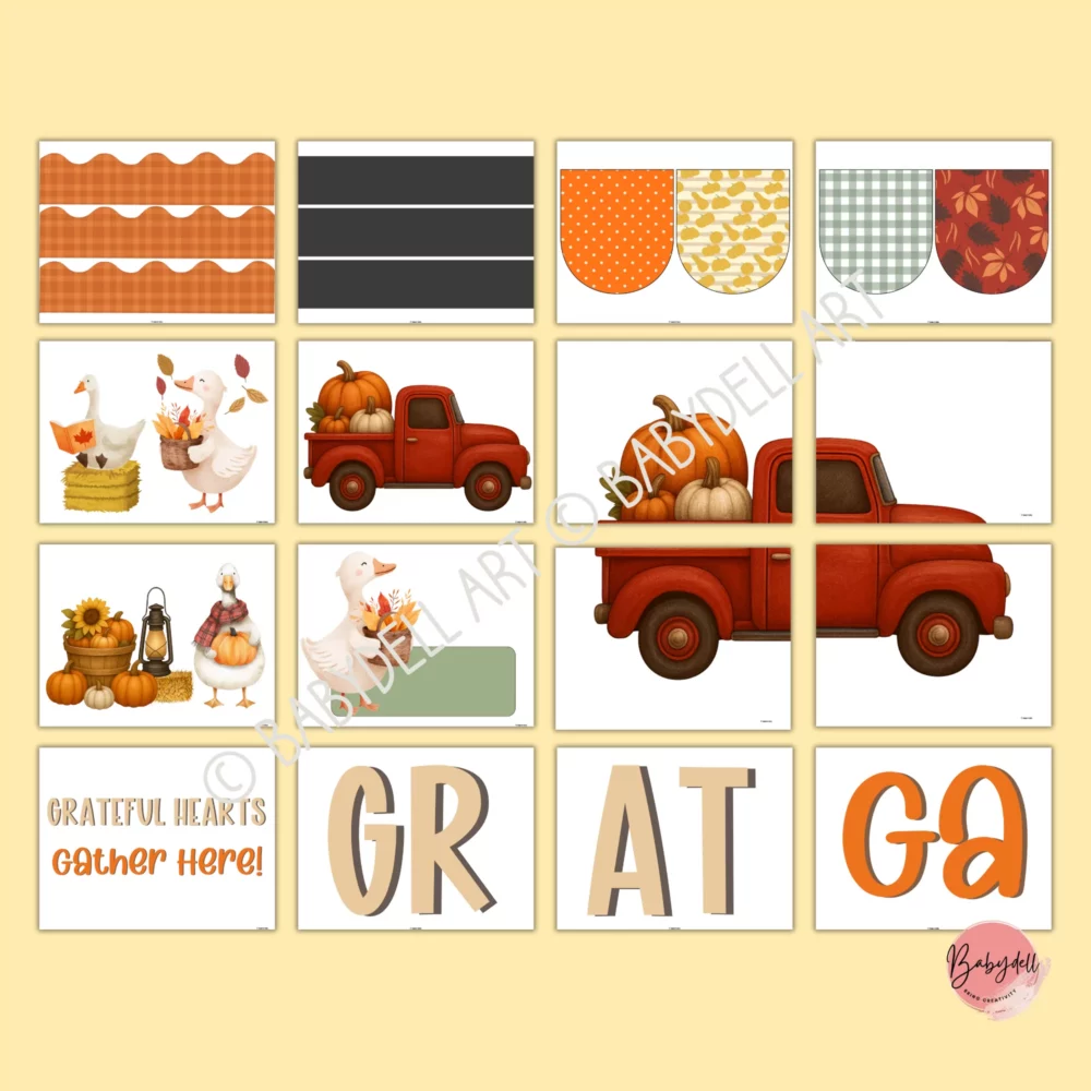 Grateful Hearts Fall Bulletin Board Kit – Cozy Thanksgiving Decor - Image 4