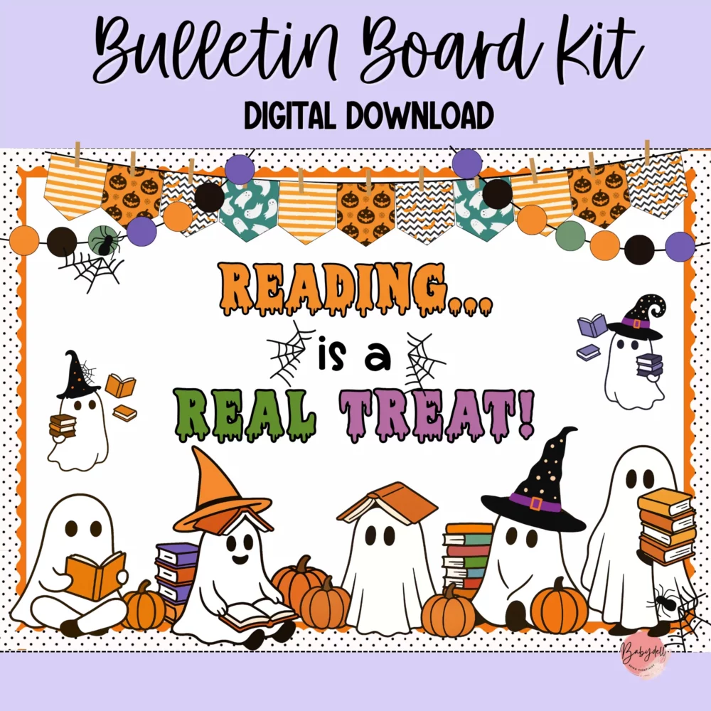 Editable Ghost Reading Bulletin Board Kit Spooky & Bookish Halloween Classroom Decor