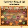 Editable autumn-themed bulletin board kit featuring colorful sweaters and fall decor