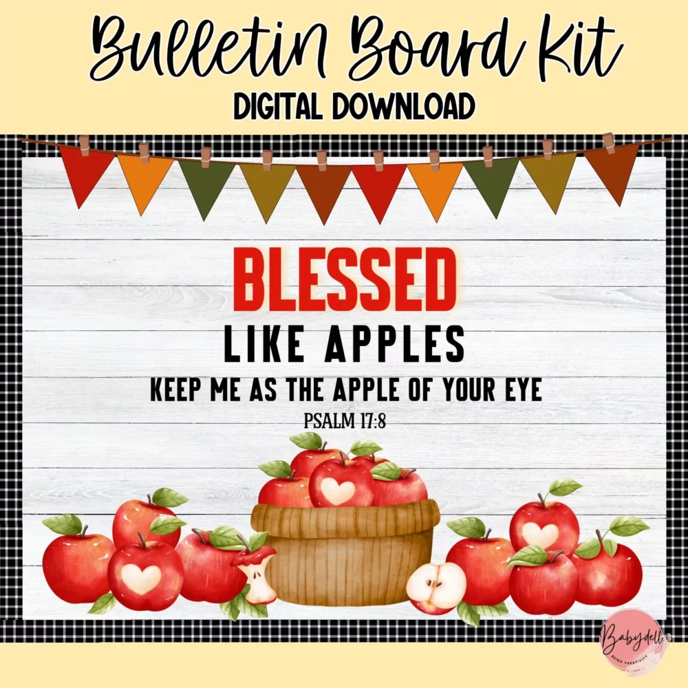 Christian Fall Bulletin Board Kit | Editable Apple Theme Classroom Door Decor