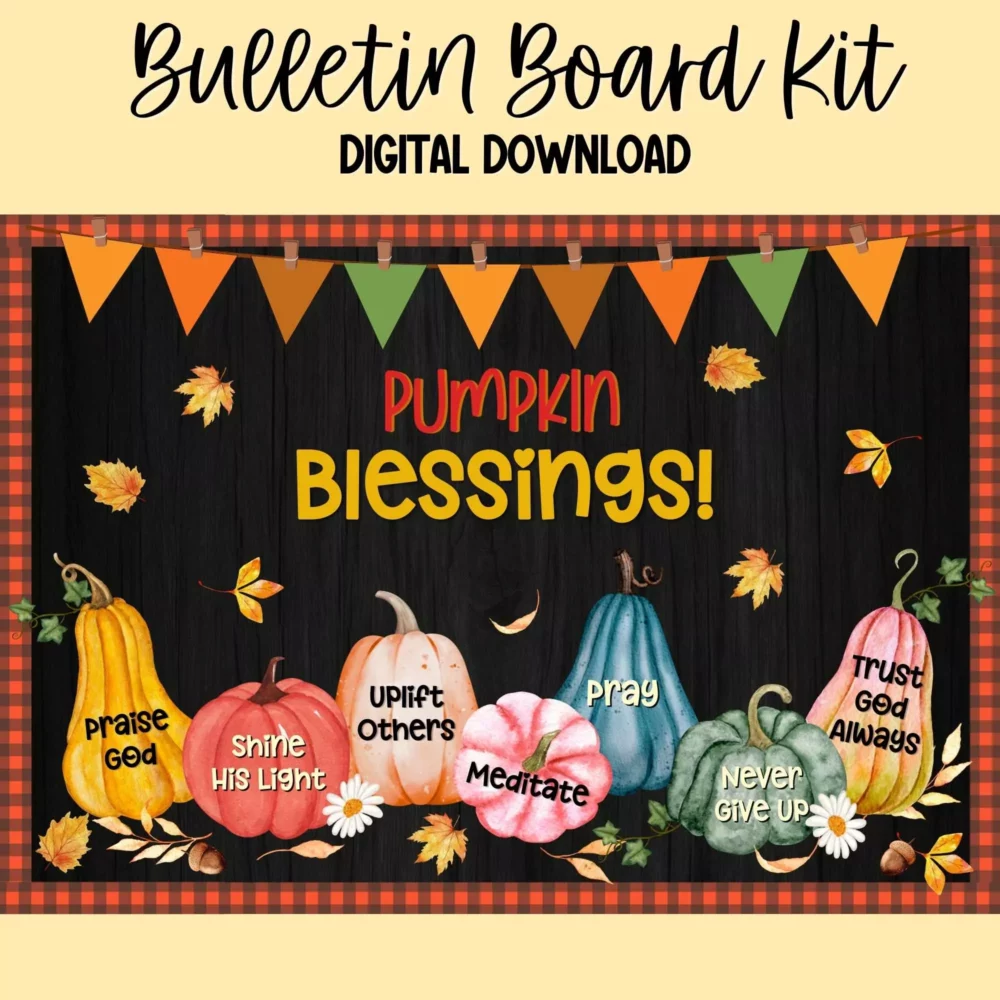 Christian Fall Bulletin Board Kit – Pumpkin Blessings Printable