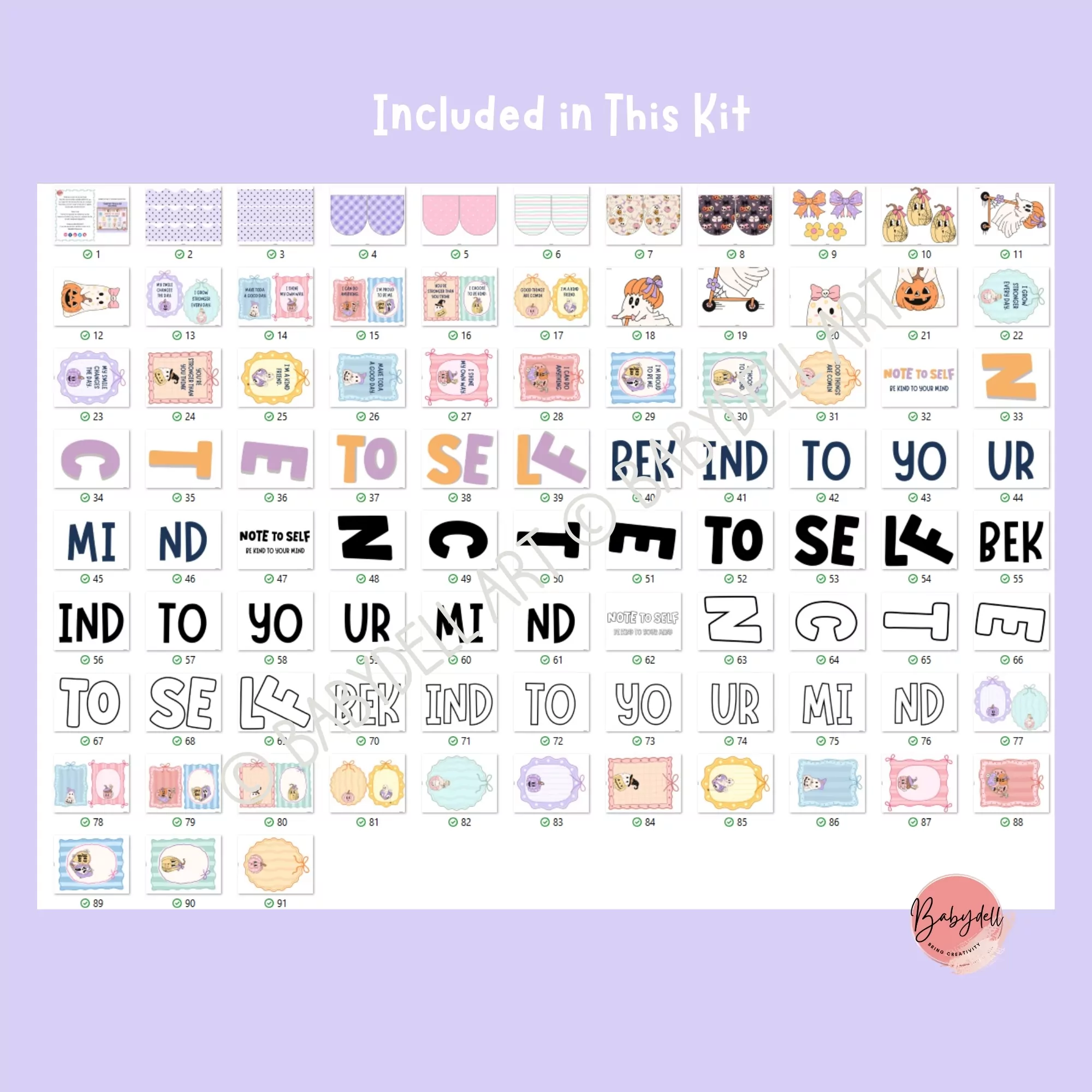 Editable Halloween-themed bulletin board kit featuring positive affirmations and pastel colors.