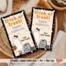 Editable ghost-themed gift tags for Halloween treat bags