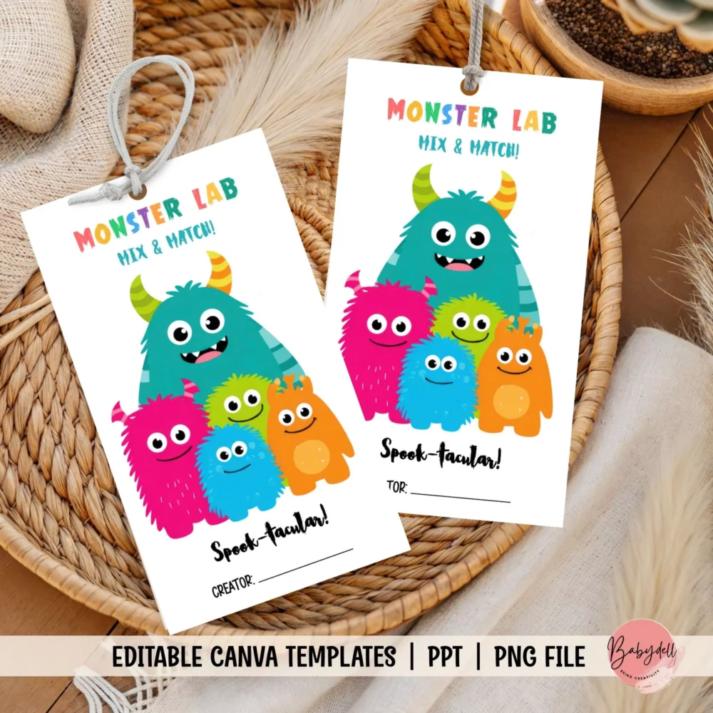 Fun Monster Building Halloween Tags for DIY Classroom Treats & Party Favors