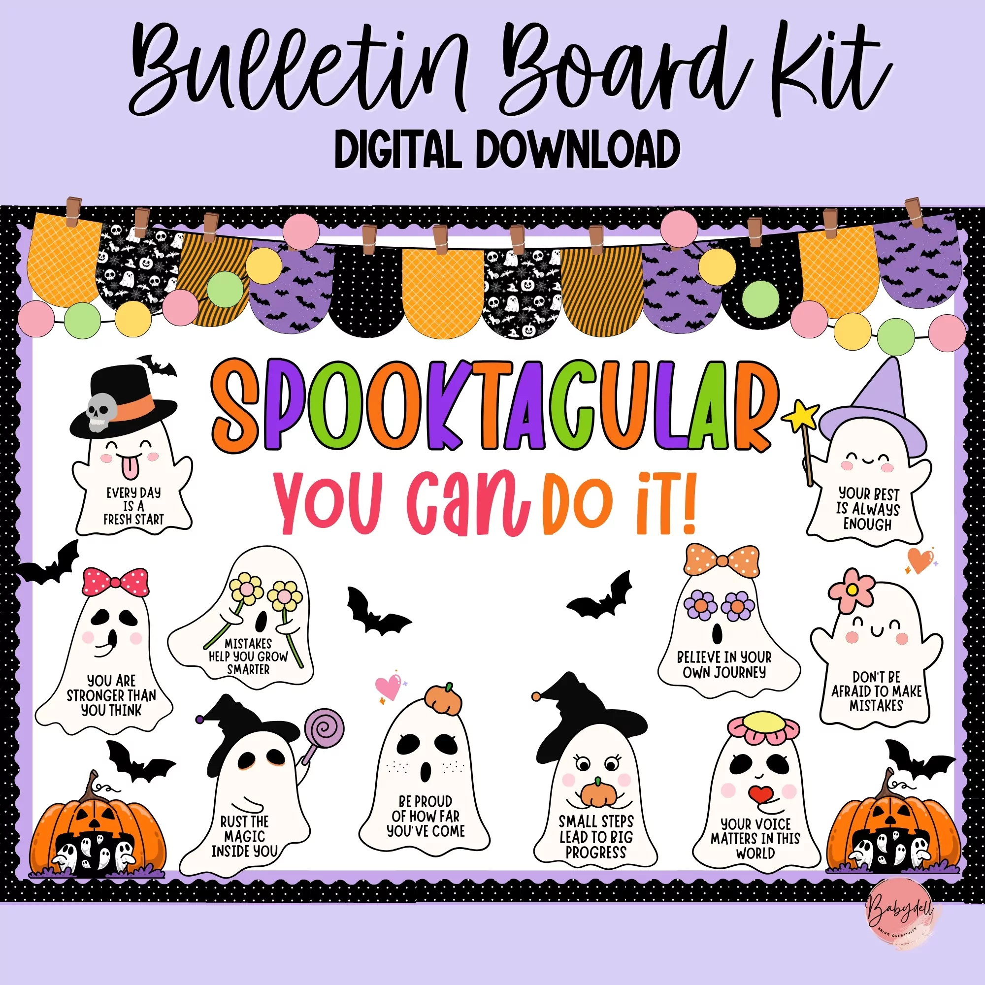 Spooktacular Growth Mindset Bulletin Board: Halloween Classroom Decor Kit