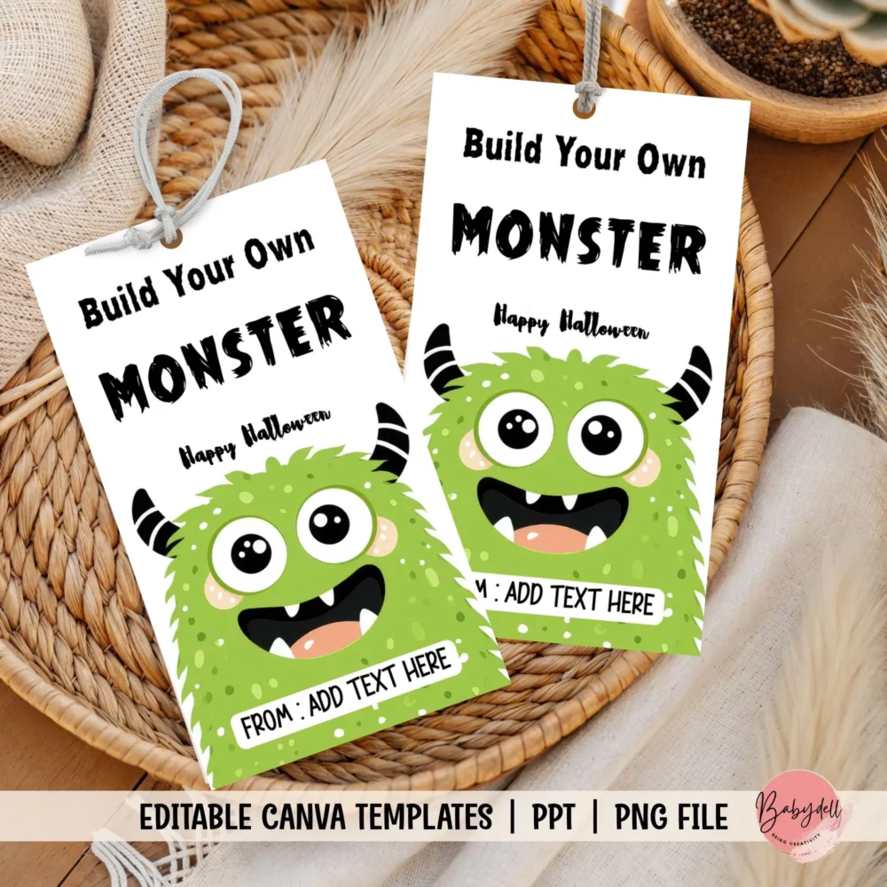 Fun DIY Build-A-Monster Halloween Gift Tags for Kids’ Party Favors