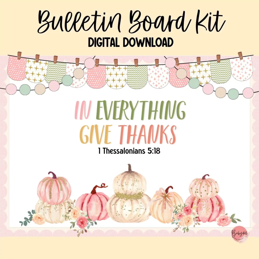 Pastel Pumpkin Bible Verse Bulletin Board Kit | Sunday School Decor
