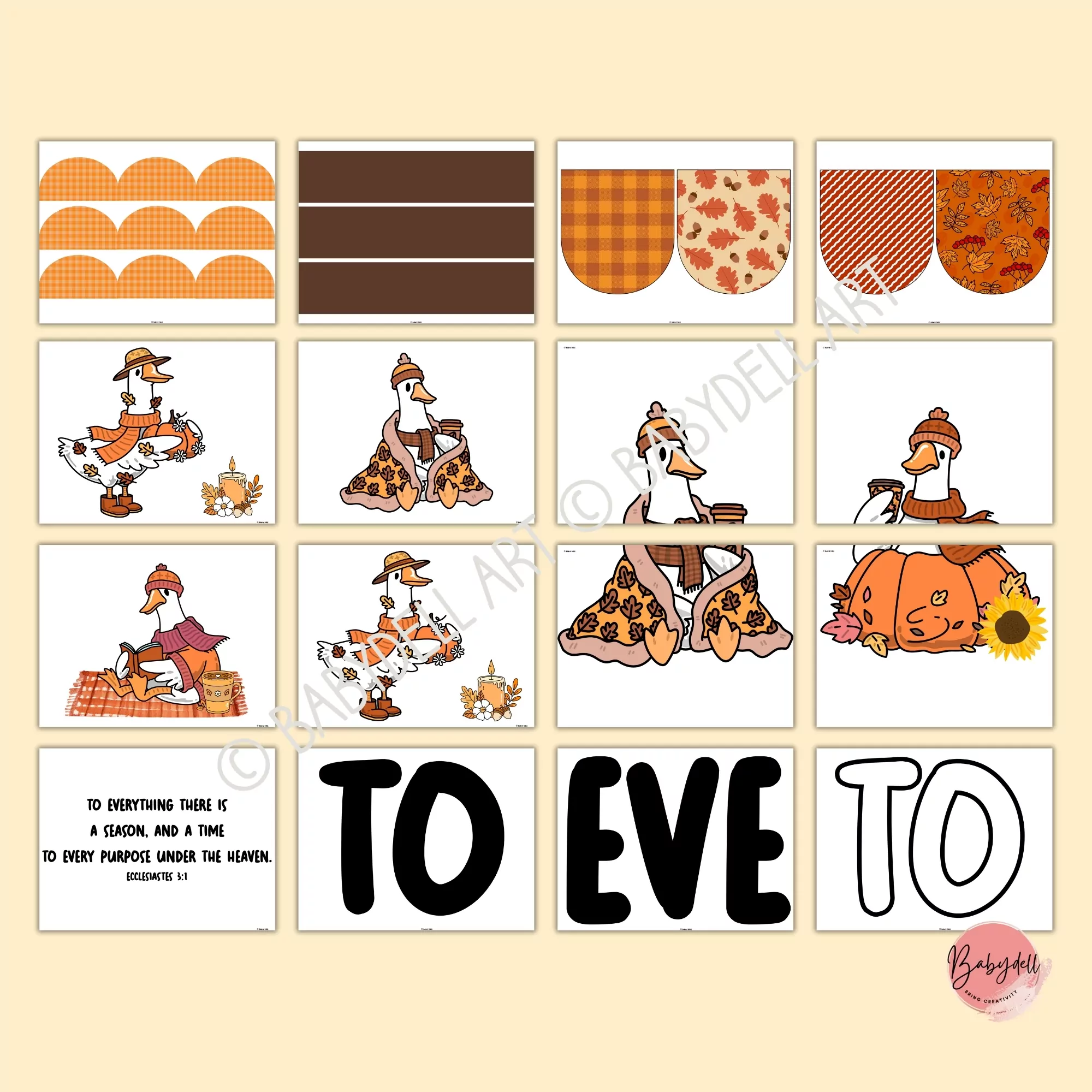 Fall-themed bulletin board kit featuring geese and Bible verses for classroom decoration.