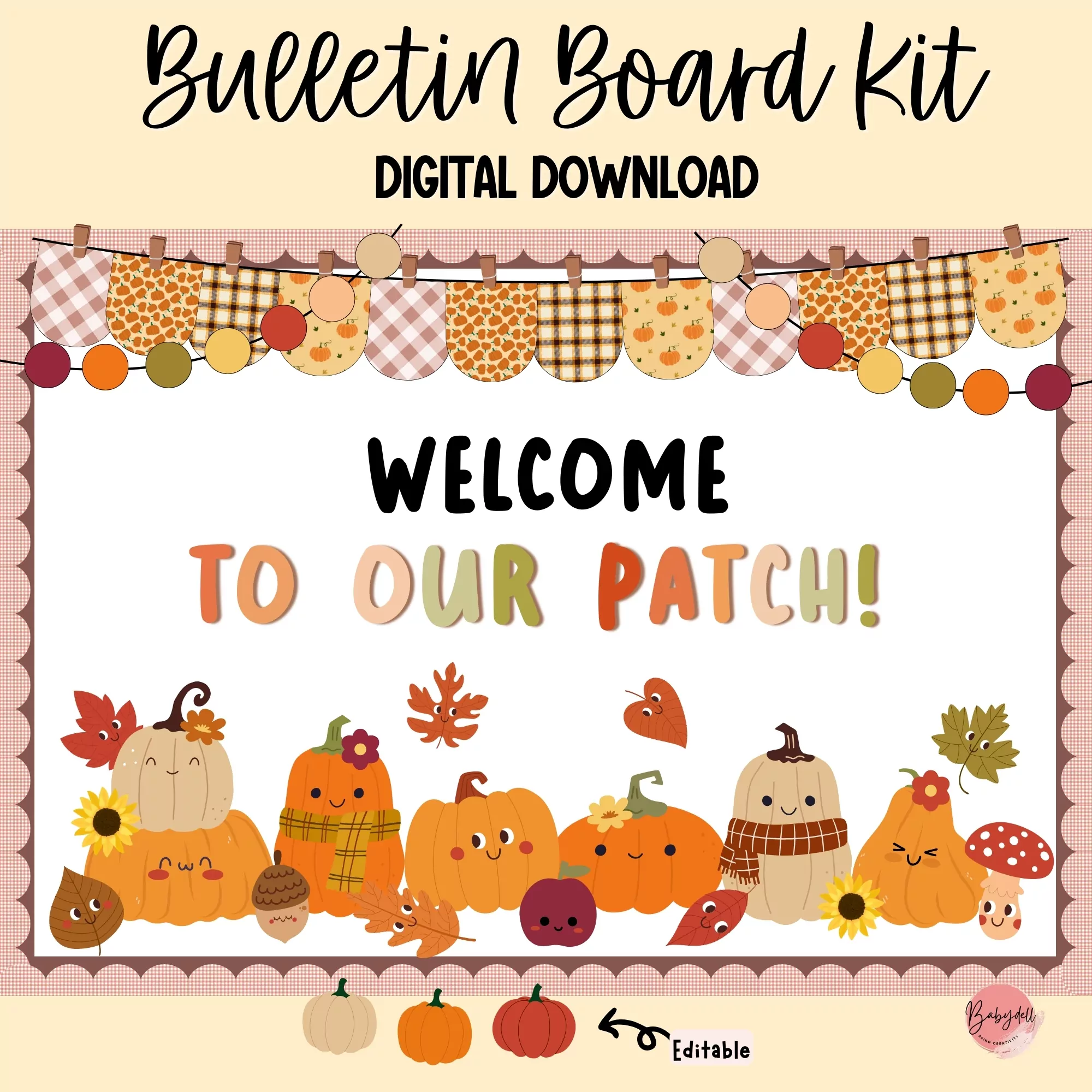 Adorable Cutest Pumpkin Fall Bulletin Board Kit | Editable Classroom Decor