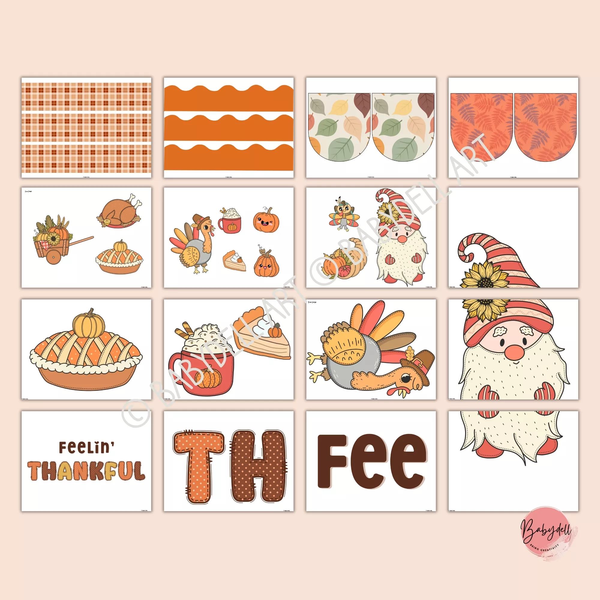 "Colorful gnome-themed bulletin board kit for fall and Thanksgiving classroom decor"