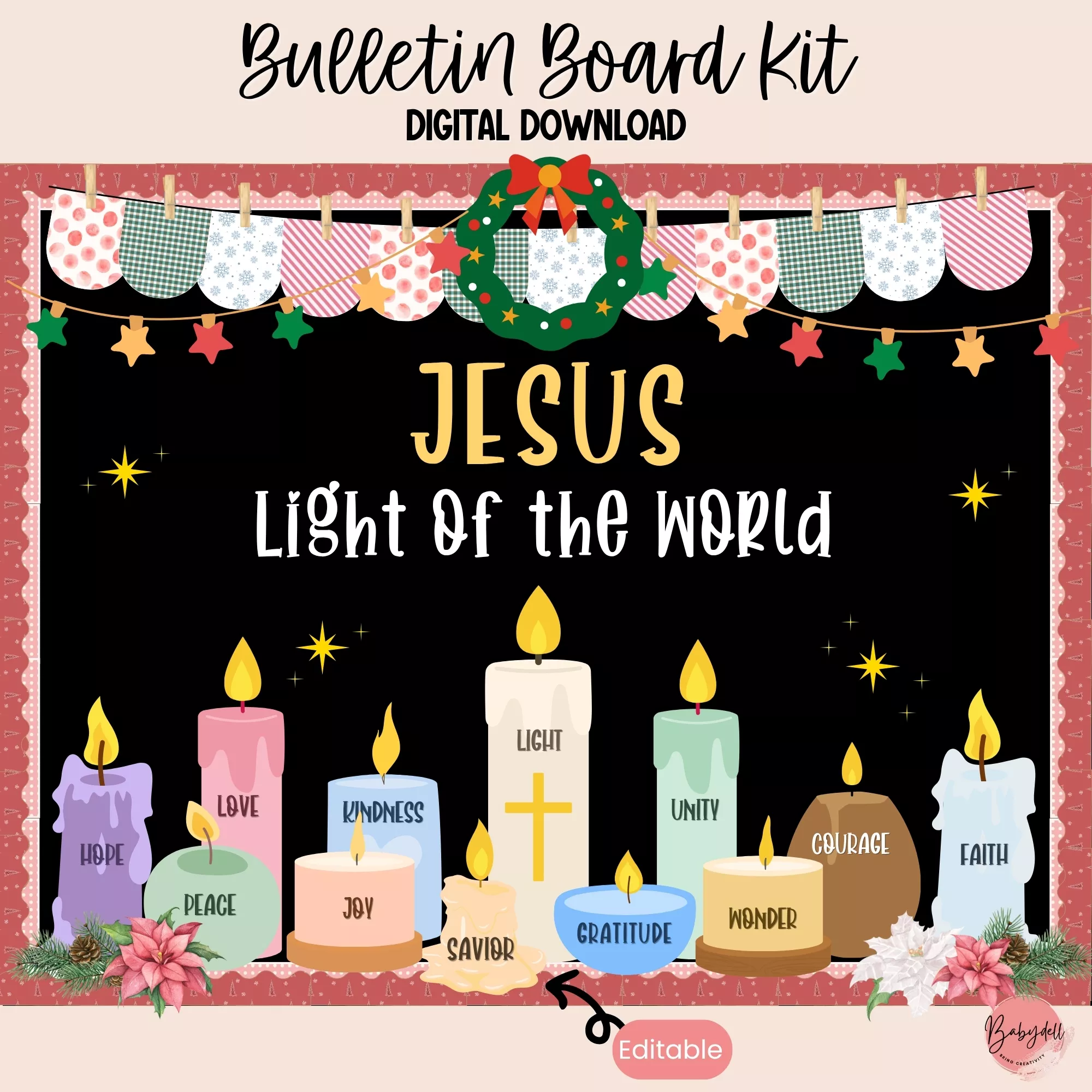 Advent Jesus Christmas Bulletin Board Kit – Light of the World