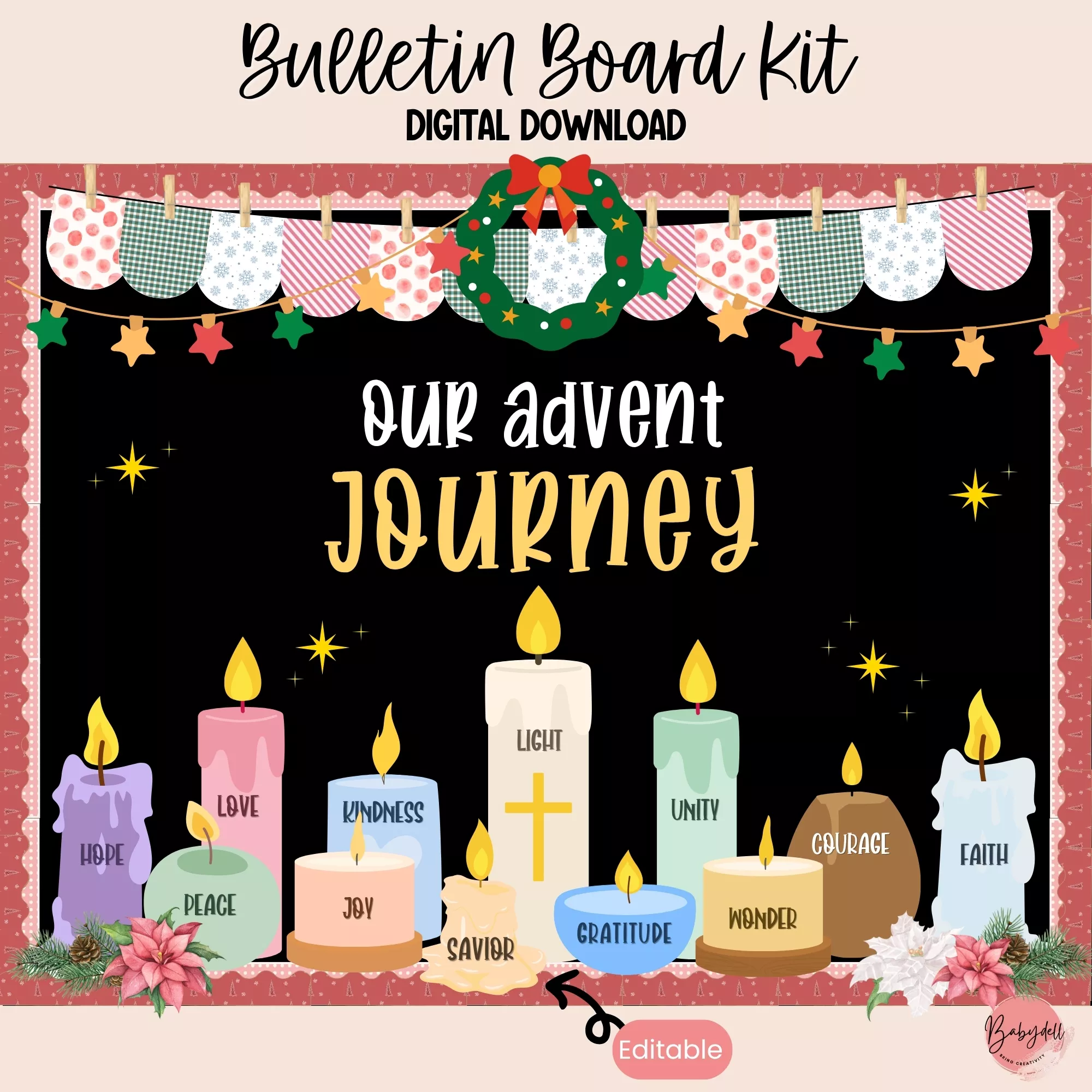 Advent Jesus Christmas Bulletin Board Kit – Light of the World - Image 2