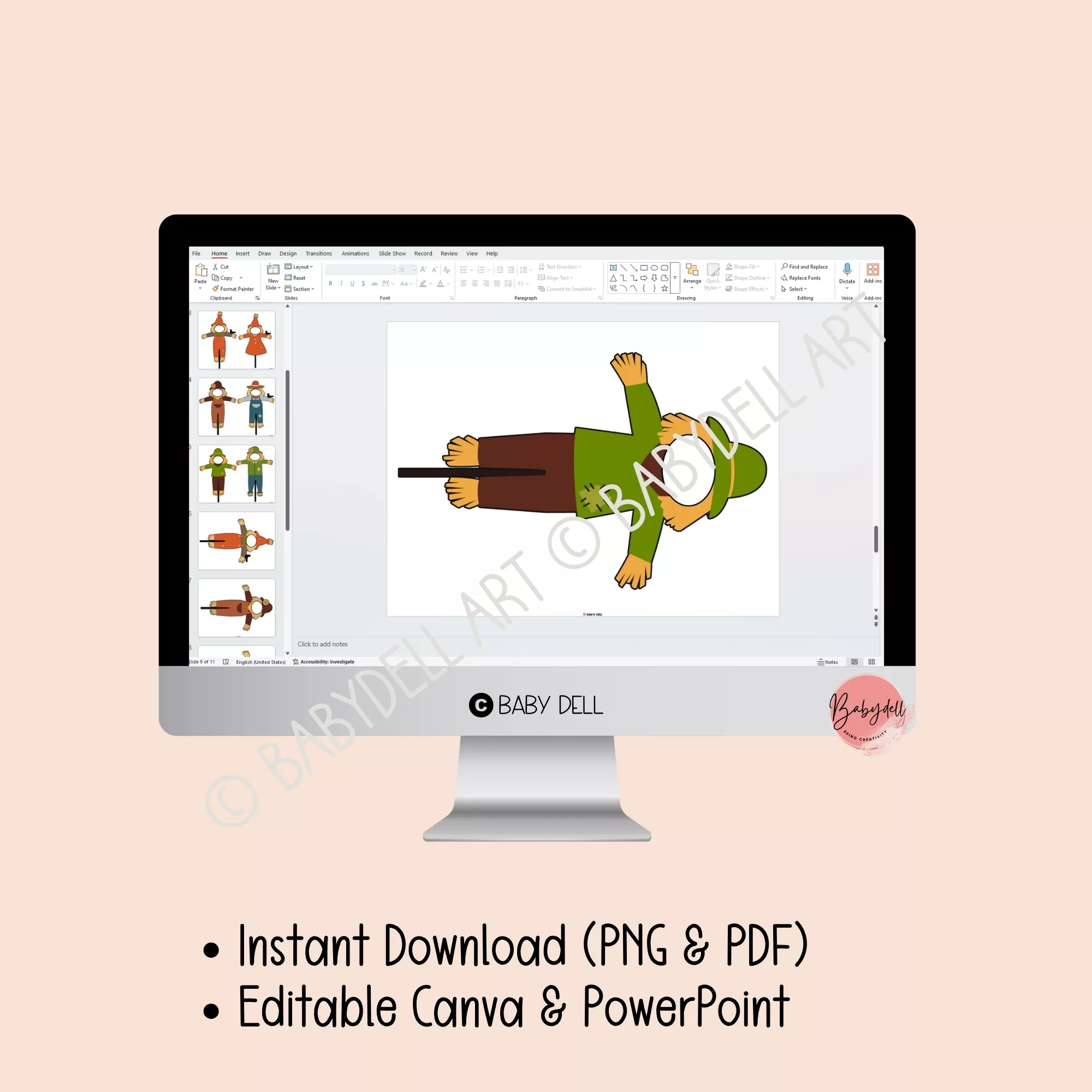 Editable scarecrow-themed bulletin board kit for fall classroom displays