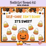 Colorful Halloween-themed bulletin board kit focusing on mental health for classrooms.
