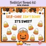 Colorful Halloween-themed bulletin board kit focusing on mental health for classrooms.