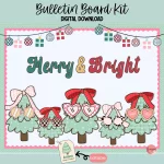 Editable Merry & Bright Christmas Tree Bulletin Board Kit for classrooms